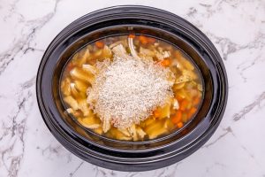 rice added to slow cooker