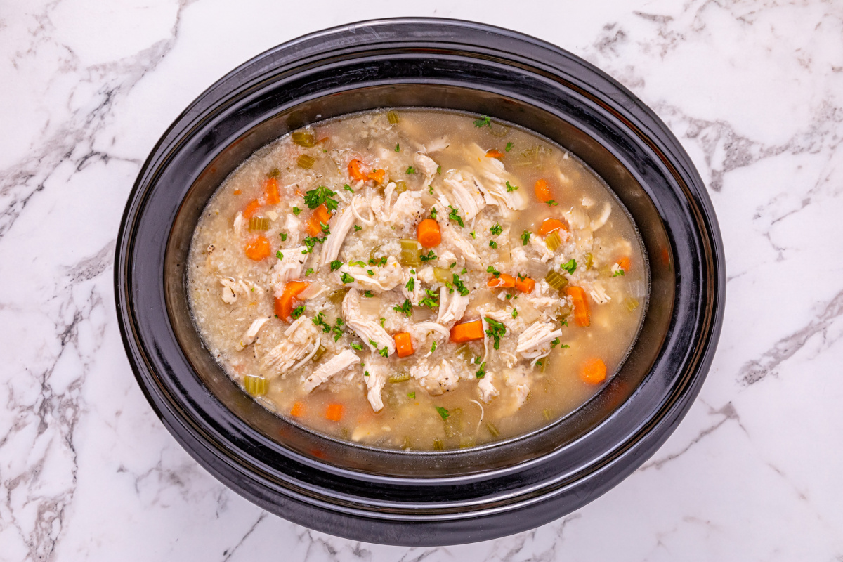 Slow Cooker Turkey Rice Soup is slow cooker