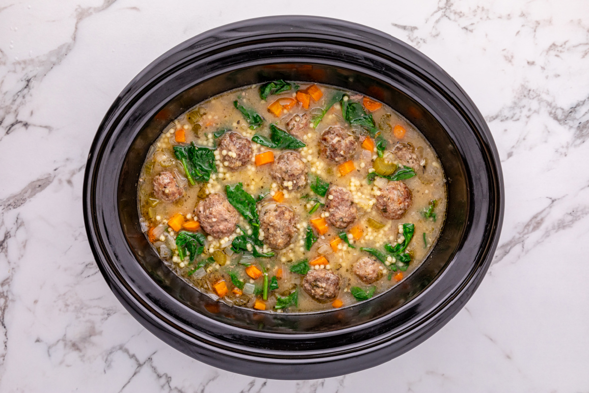 Slow Cooker Italian Wedding Soup in a slow cooker