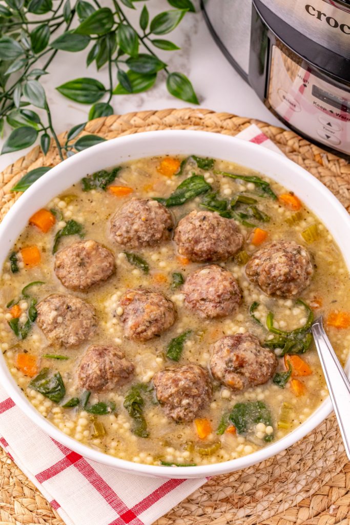 Slow Cooker Italian Wedding Soup in a bowl