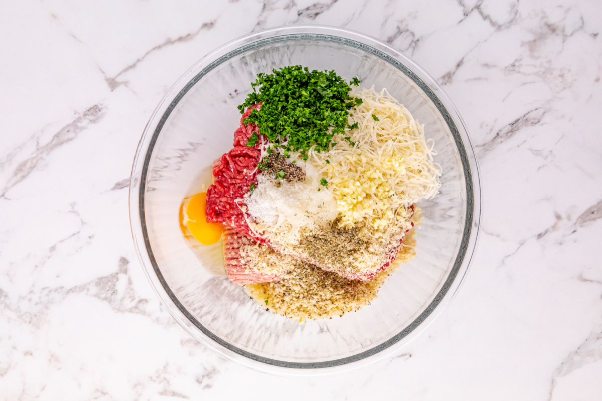 meatball ingredients in a bowl