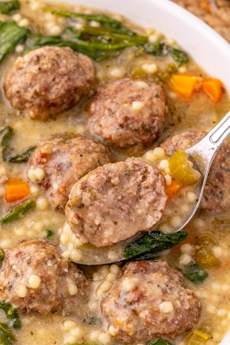 Slow Cooker Italian Wedding Soup in a bowl