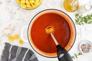 immersion blender in soup pot