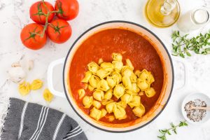 tortellini added to pot