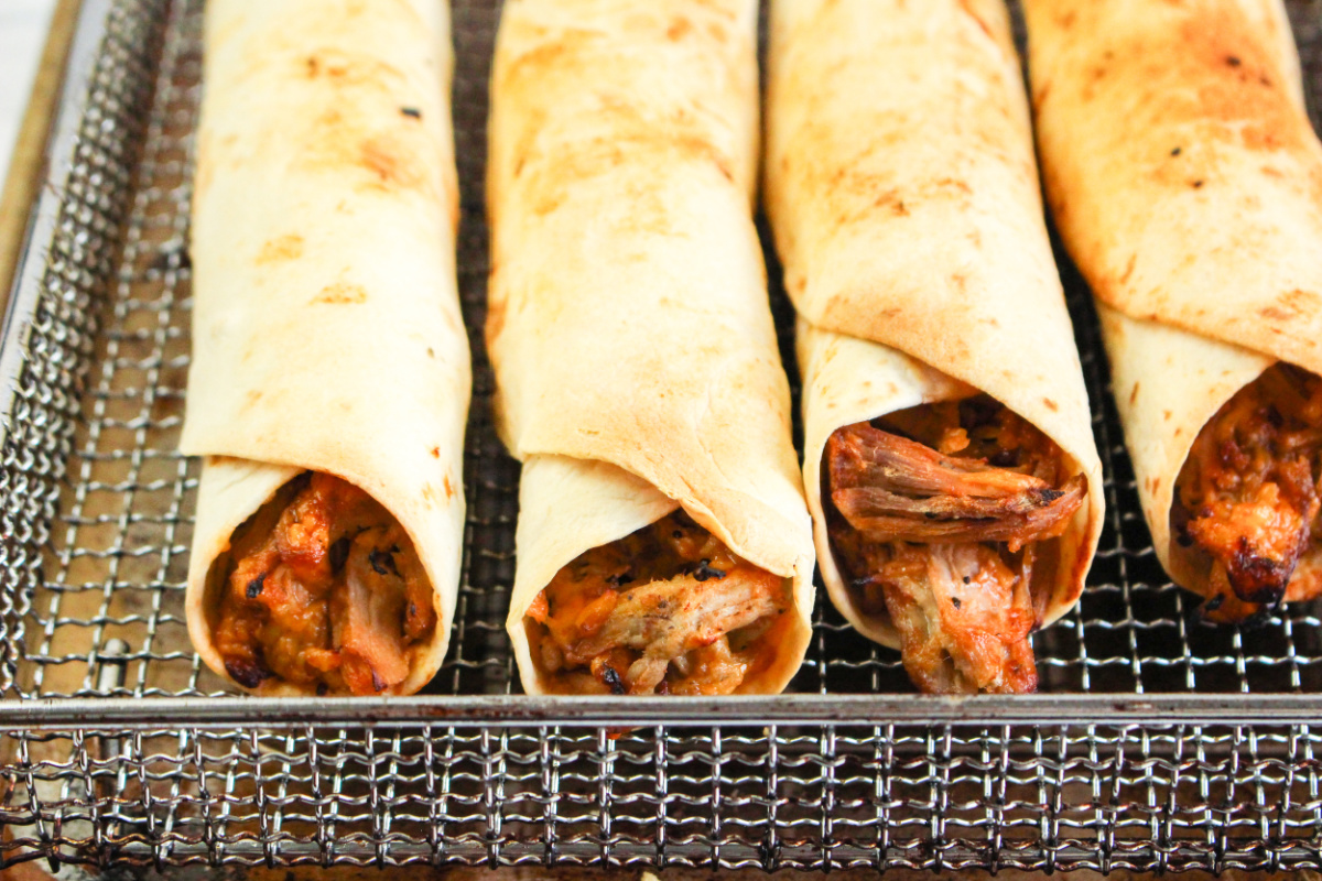 cooked Air Fryer BBQ Pulled Pork Taquitos