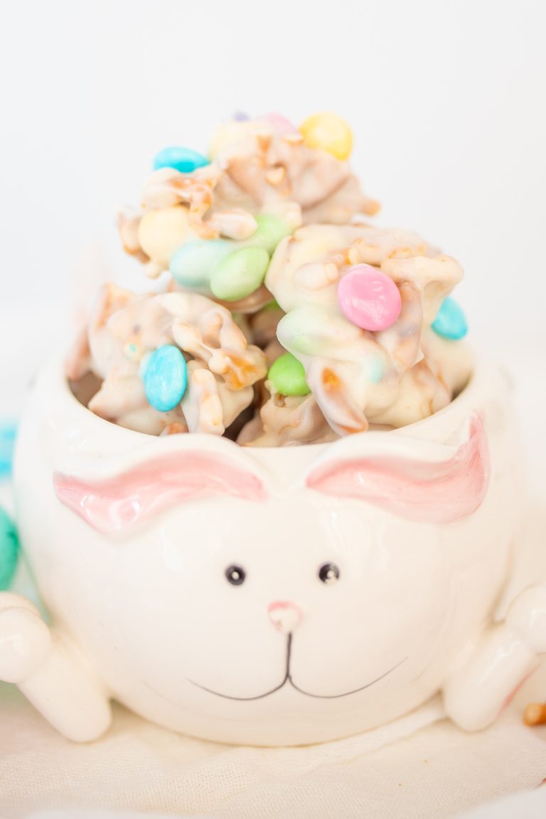 No Bake Easter Drop Cookies in a rabbit bowl
