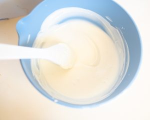 white almond bark melted in a bowl