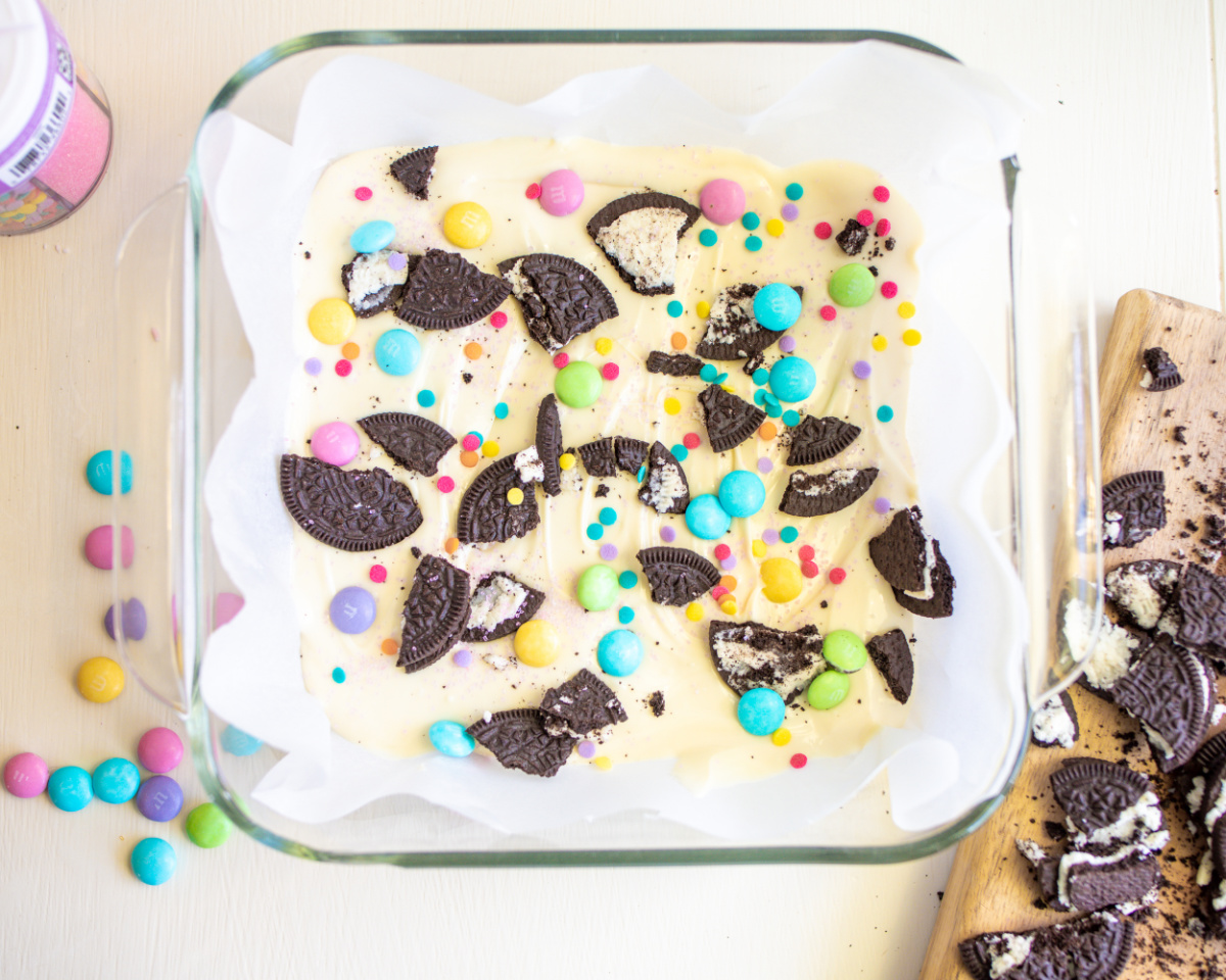 Easter White Chocolate Cookie Bark