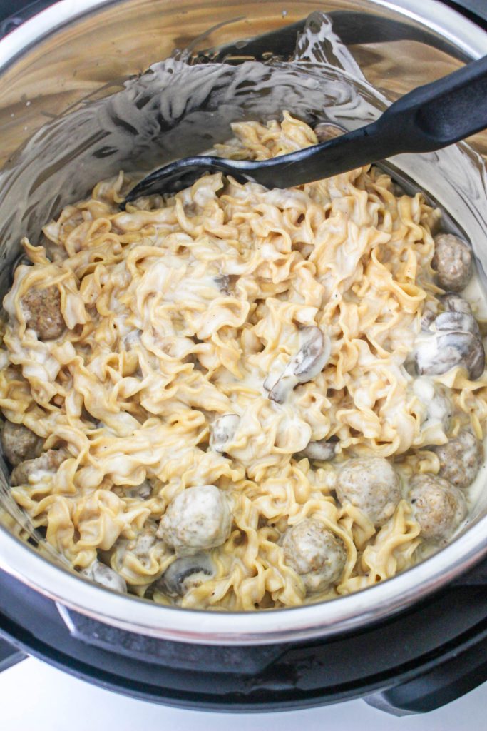 Instant Pot Meatball Stroganoff in a instant pot