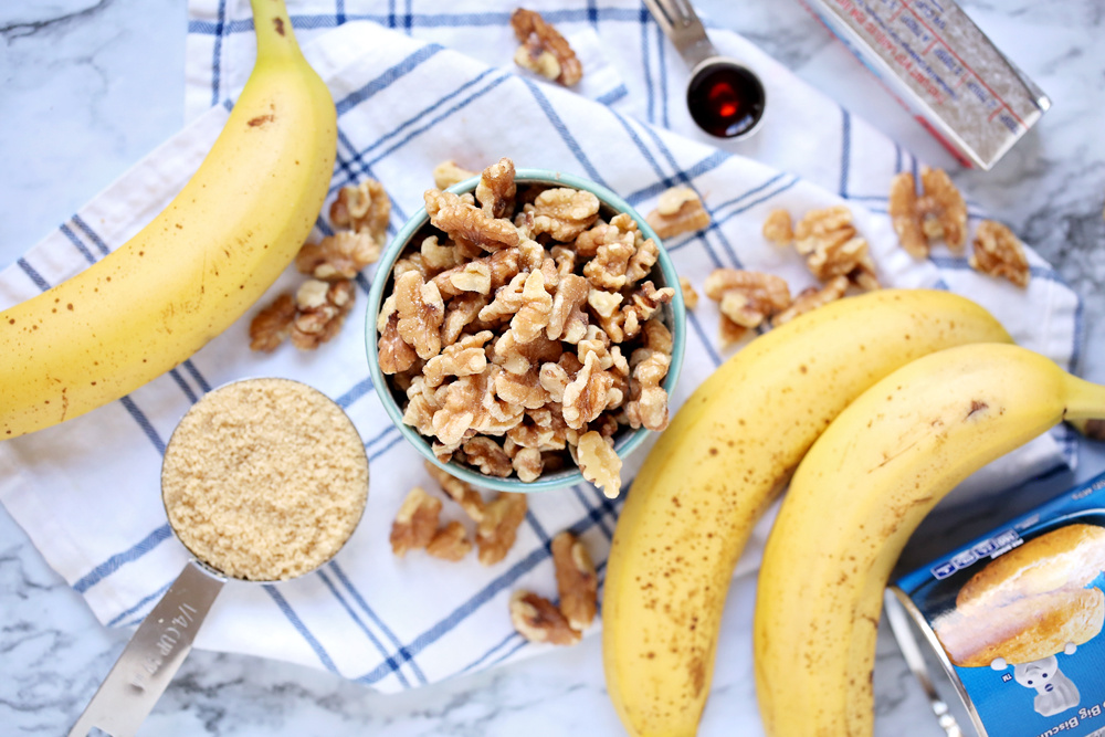 ingredients for Banana Maple Moneky Bread