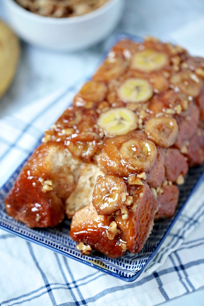 Banana Maple Monkey Bread on a plater