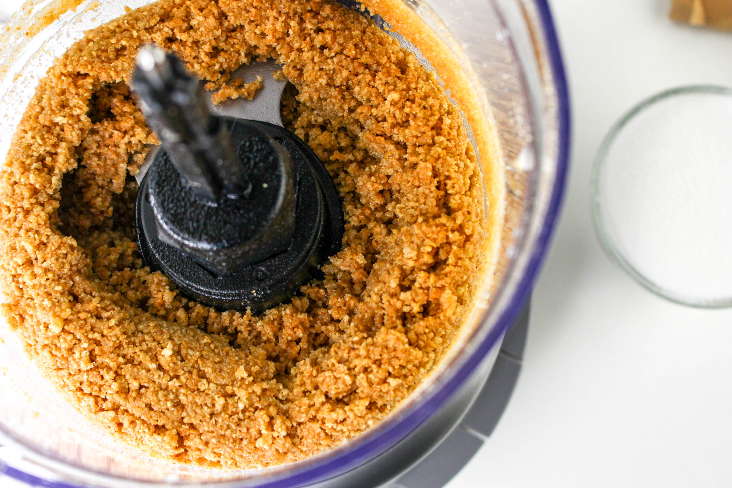 graham cracker mixture in a mini mixer