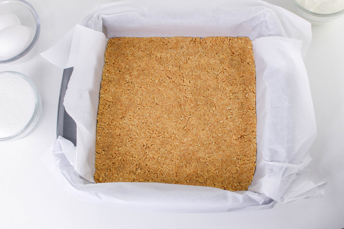 crust mixture pressed into a pan