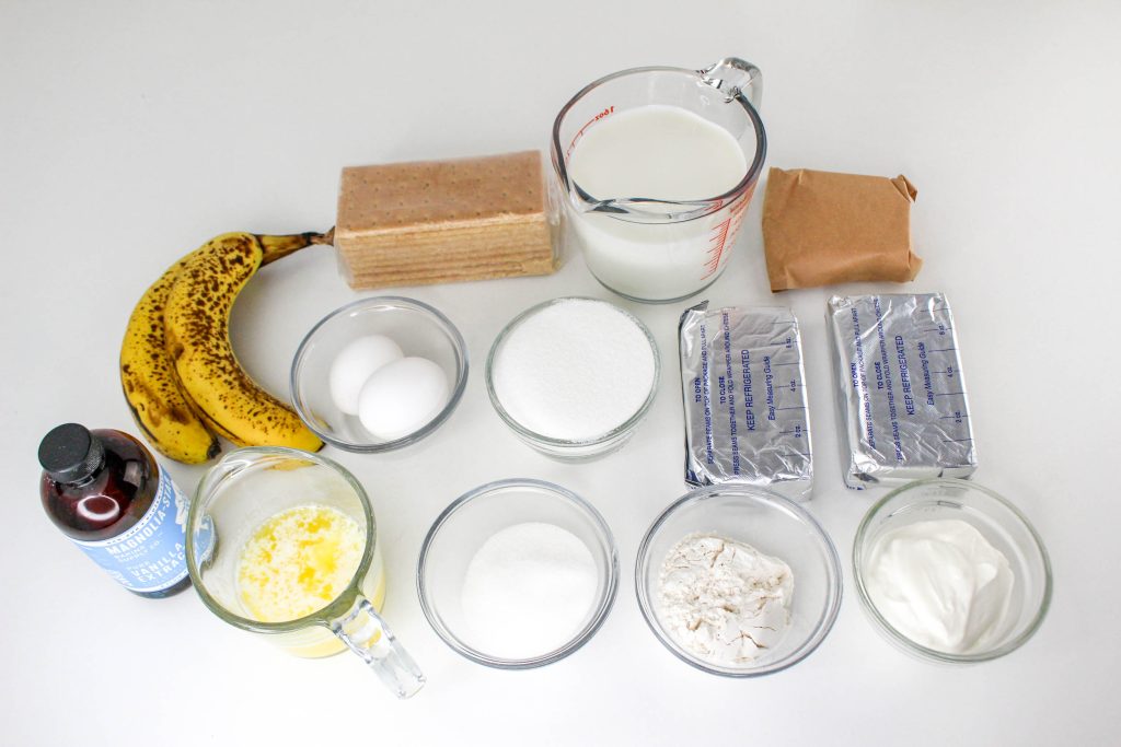 ingredients for Banana Pudding Cheesecake Squares