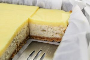 squares cut out of cake