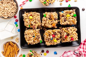 Easy Trail Mix Bars on a plate