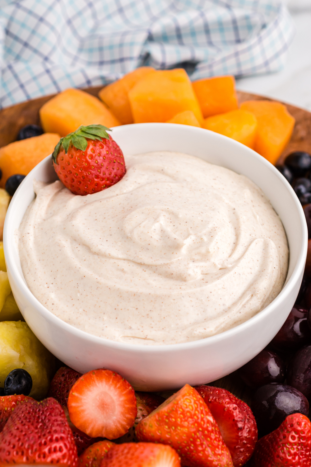 healthy fruit dip in a bowl