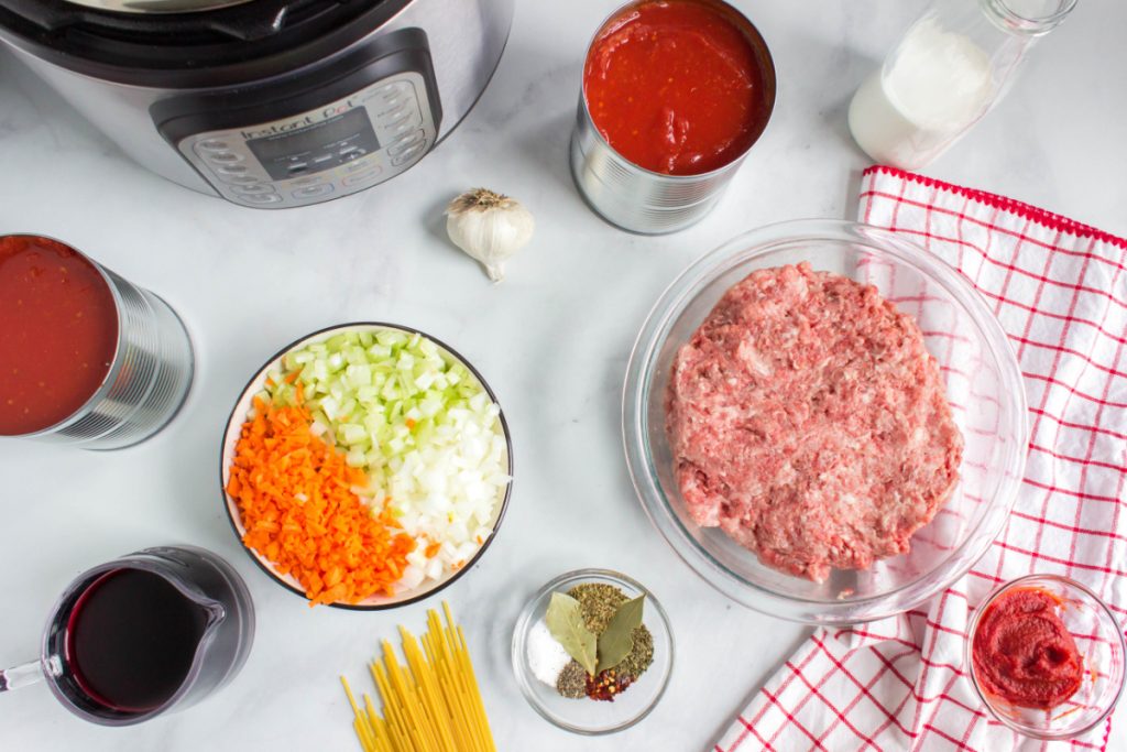 ingredients for Instant Pot Bolognese Sauce