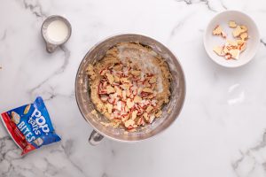 heavy cream and broken pop tarts added to bowl