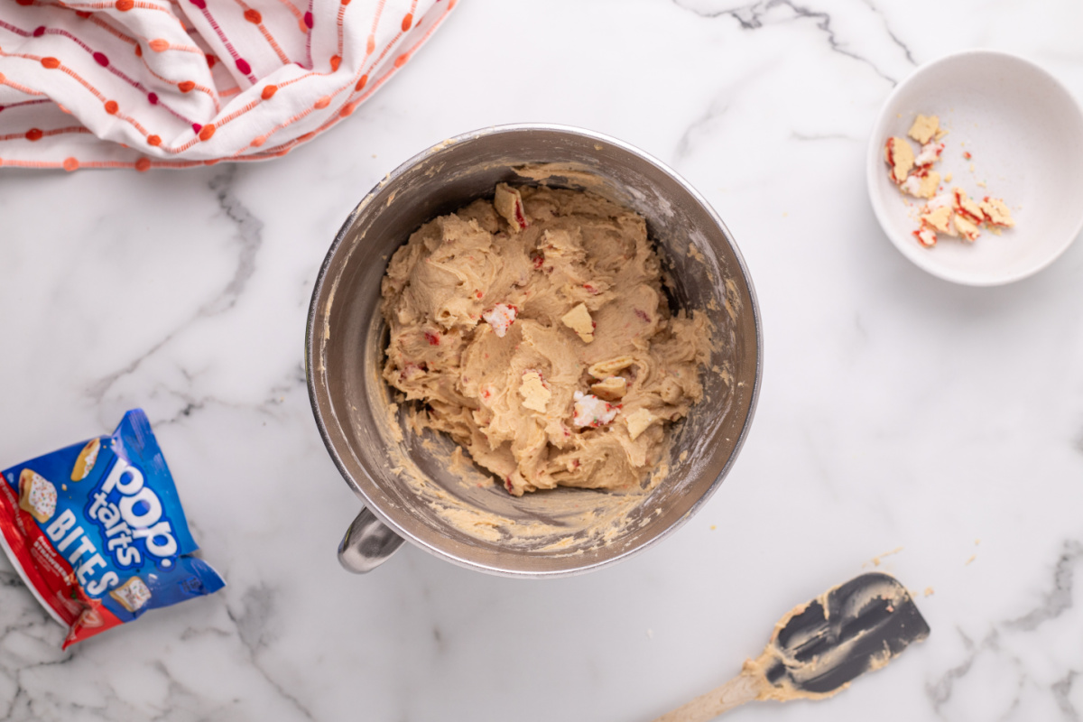 cookie dough in a mixing bowl