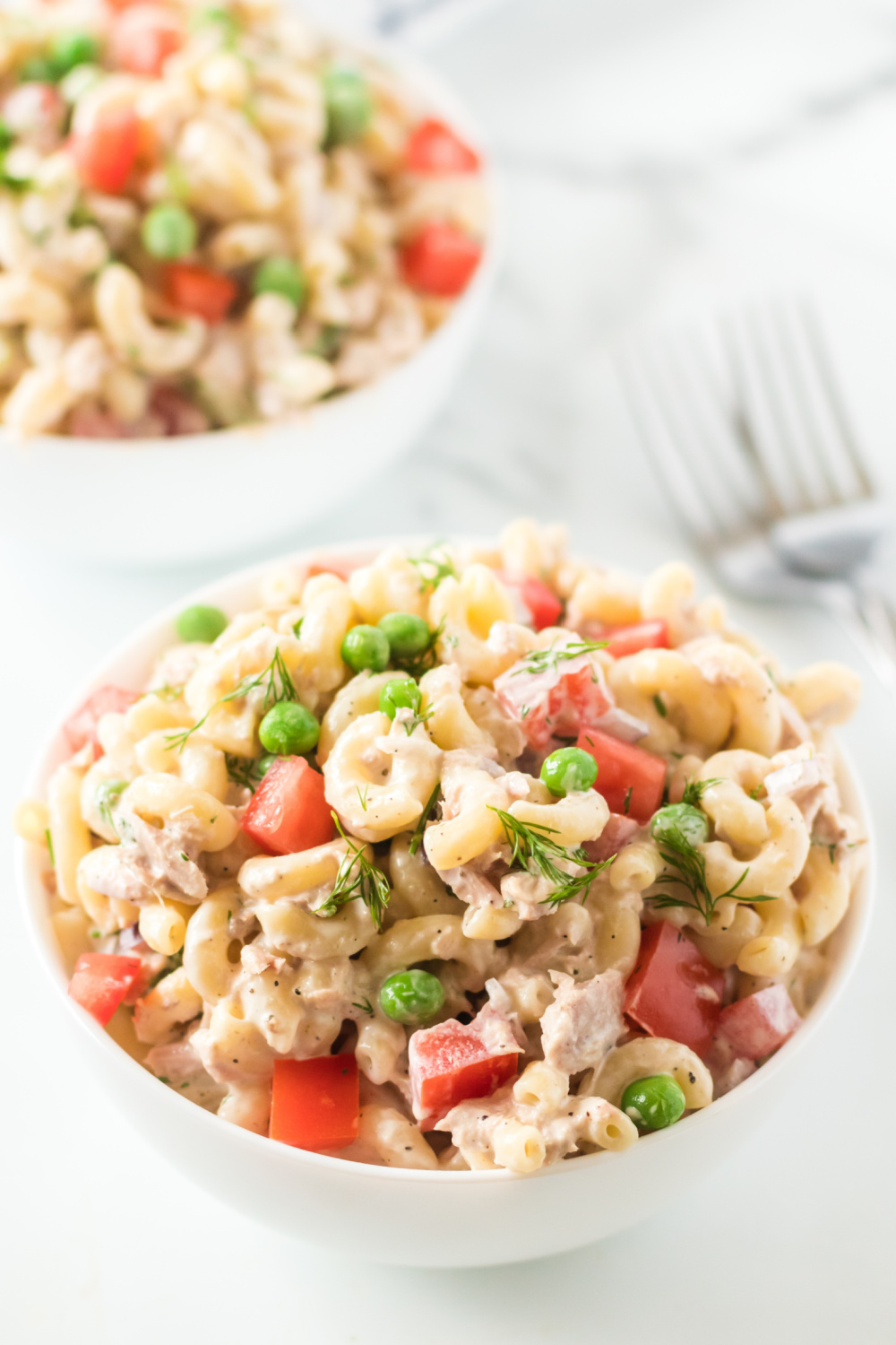 Tuna Pasta Salad in two bowls