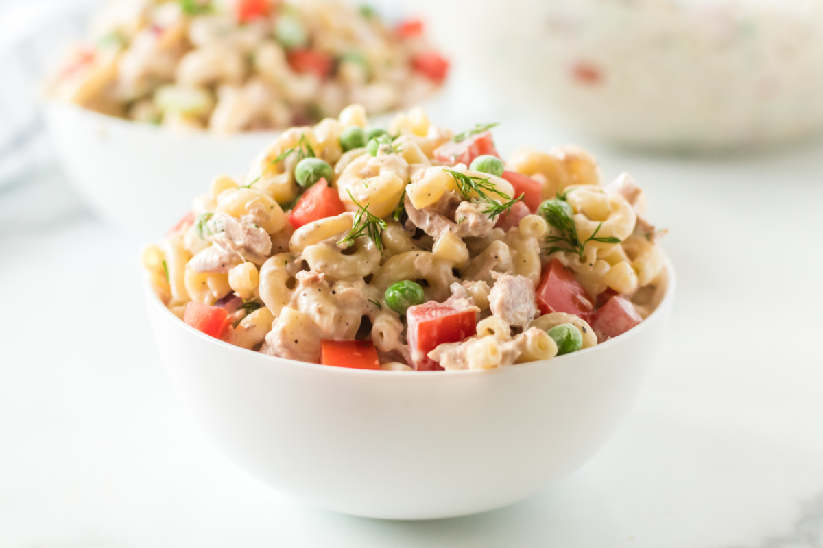Tuna Pasta Salad in bowls