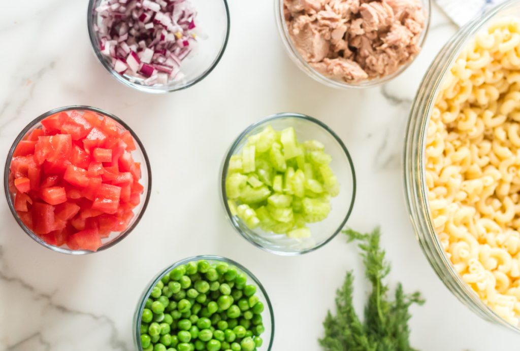 ingredients for tuna pasta salad