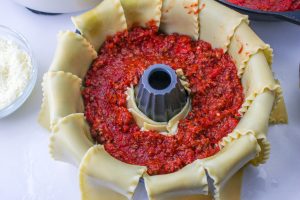 meat sauce added to top cheese