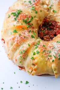 Bundt Pan Lasagna on a platter