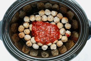 sauce added to slow cooker