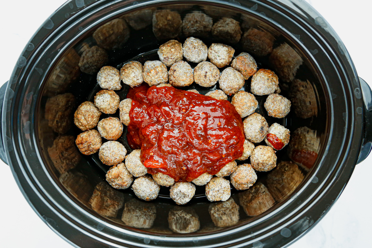 sauce added to slow cooker