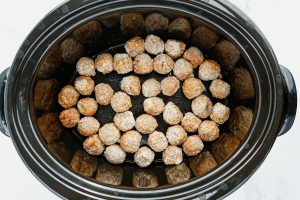 frozen meatballs in a slow cooker