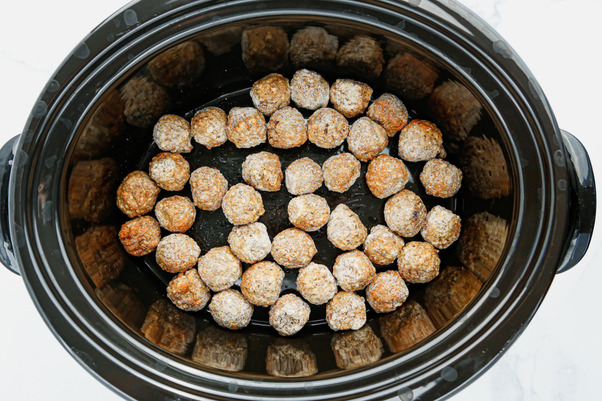 frozen meatballs in a slow cooker