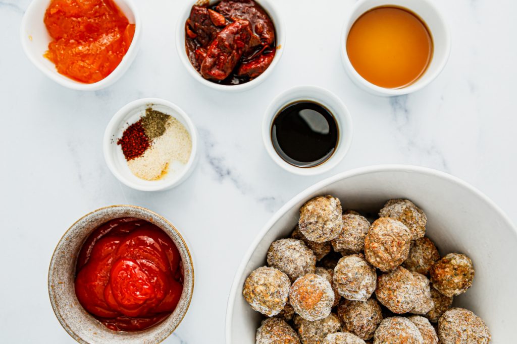 ingredients for Slow Cooker Apricot Chipotle Meatballs
