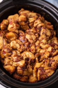 Slow Cooker Cinnamon Roll Casserole in crock pot