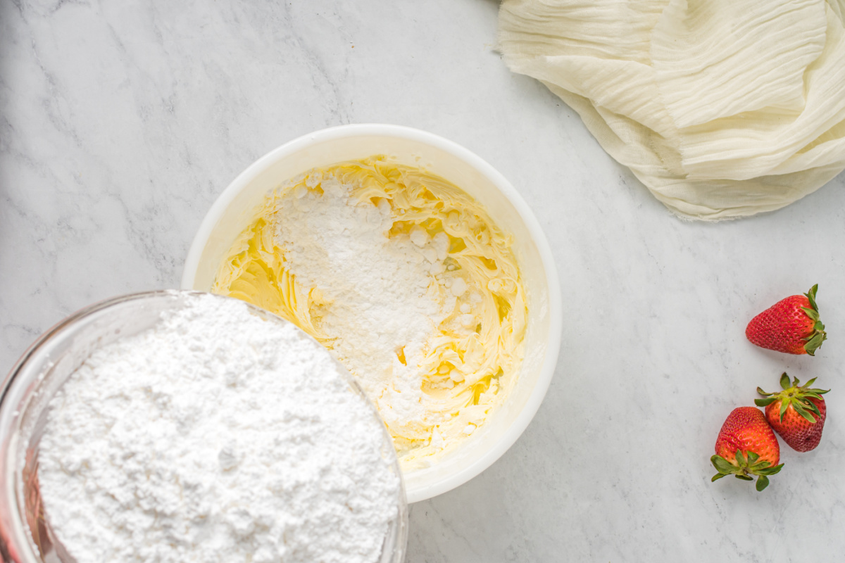 powdered sugar added to whipped butter