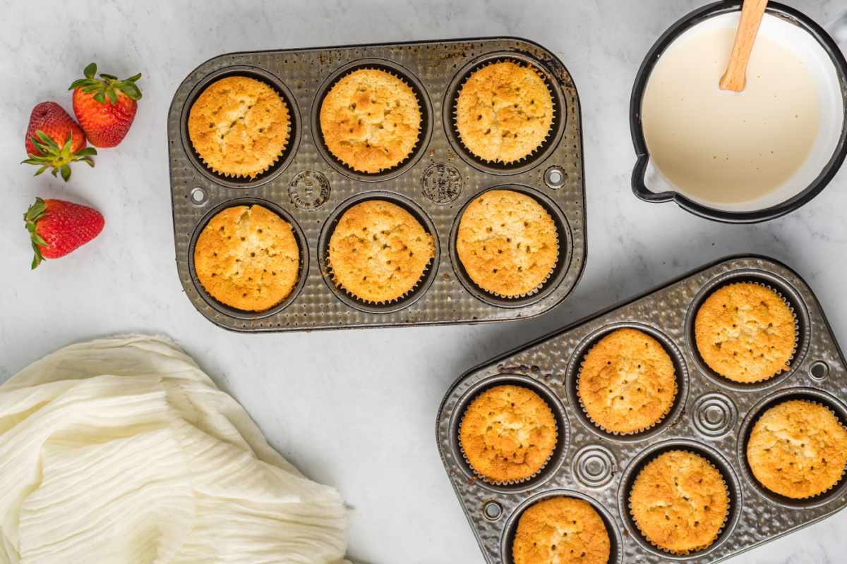 cupcakes with holes poked in it