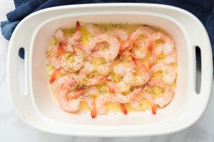 Baked Shrimp Scampi in a baking dish