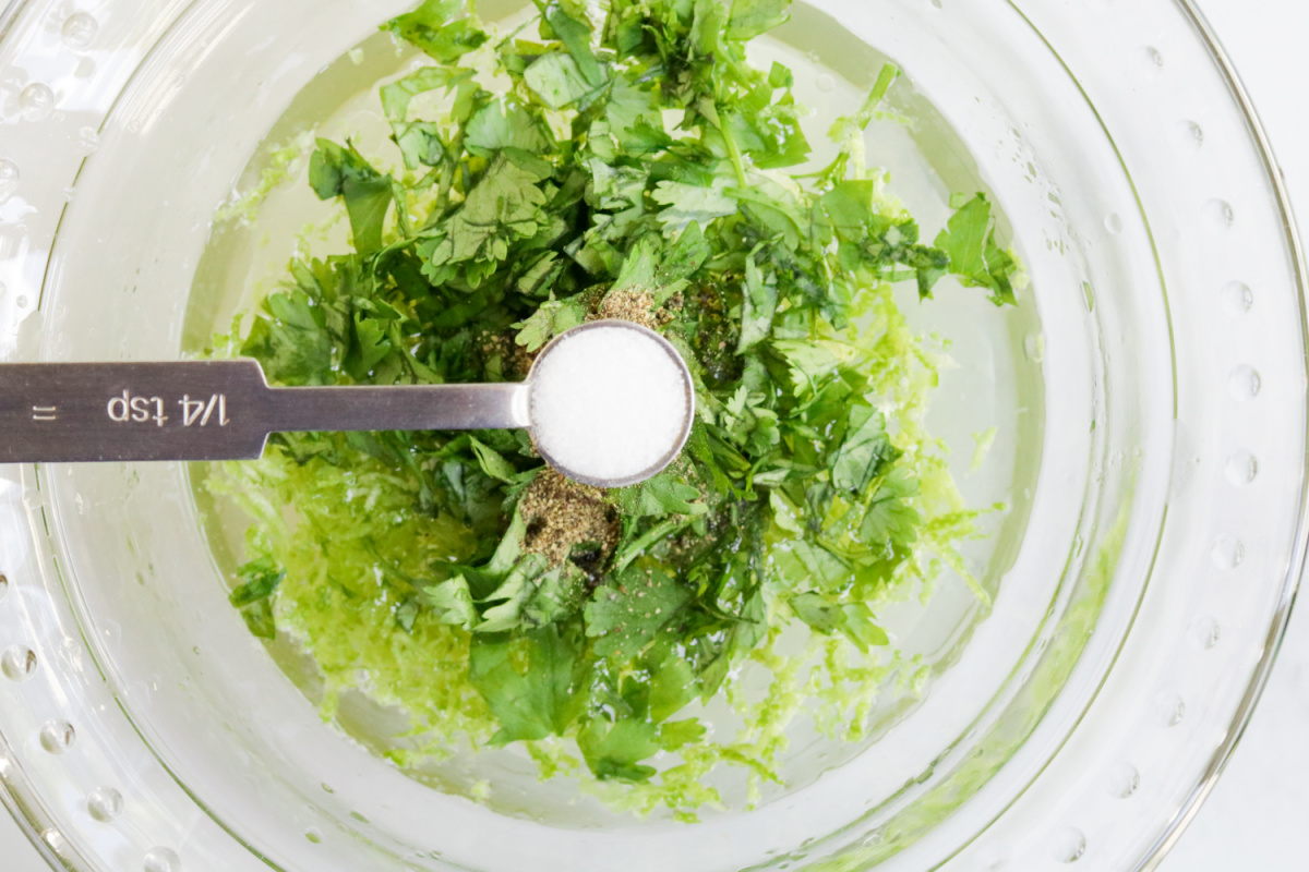 cilantro lime marinade in a bowl