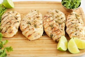 Cilantro Lime Grilled Chicken on a cutting board