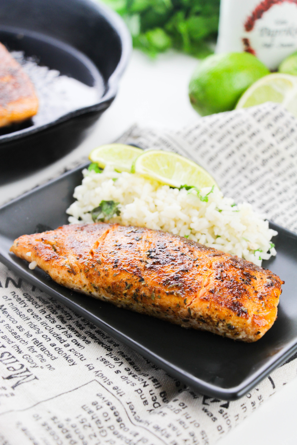 easy blackened salmon on a plate