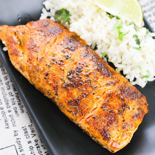 easy blackened salmon on a plate