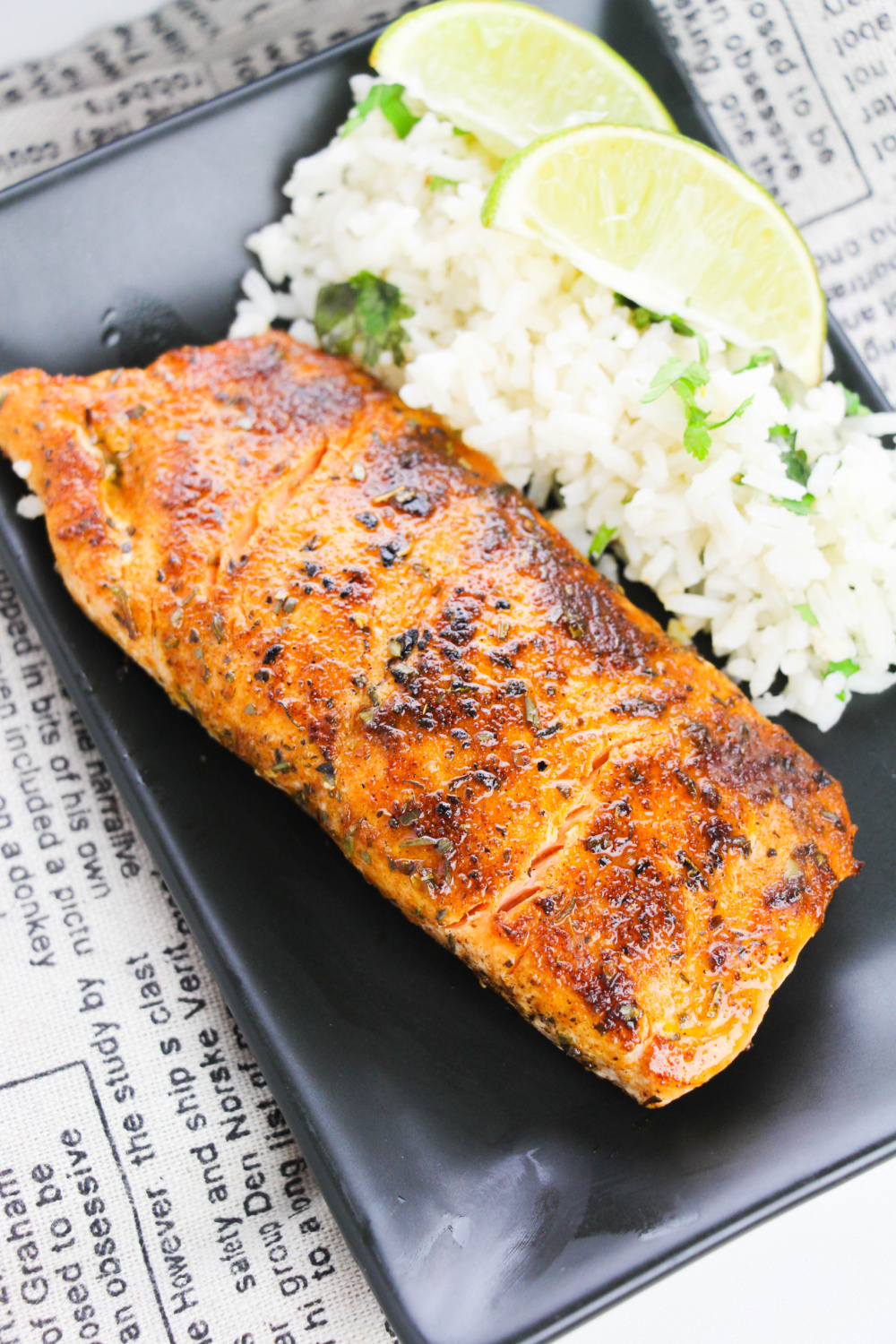easy blackened salmon on a plate
