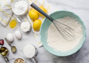 flour, baking powder, and salt in a bowl