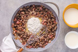 flour added to pan