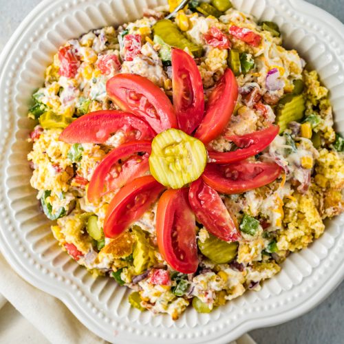 Cornbread Salad in a bowl
