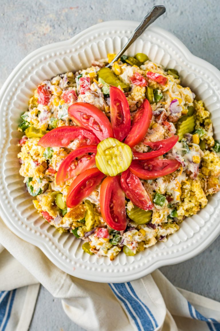 Cornbread Salad in a bowl