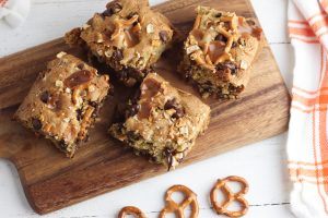 Kitchen Sink Cookie Bars on a cutting board