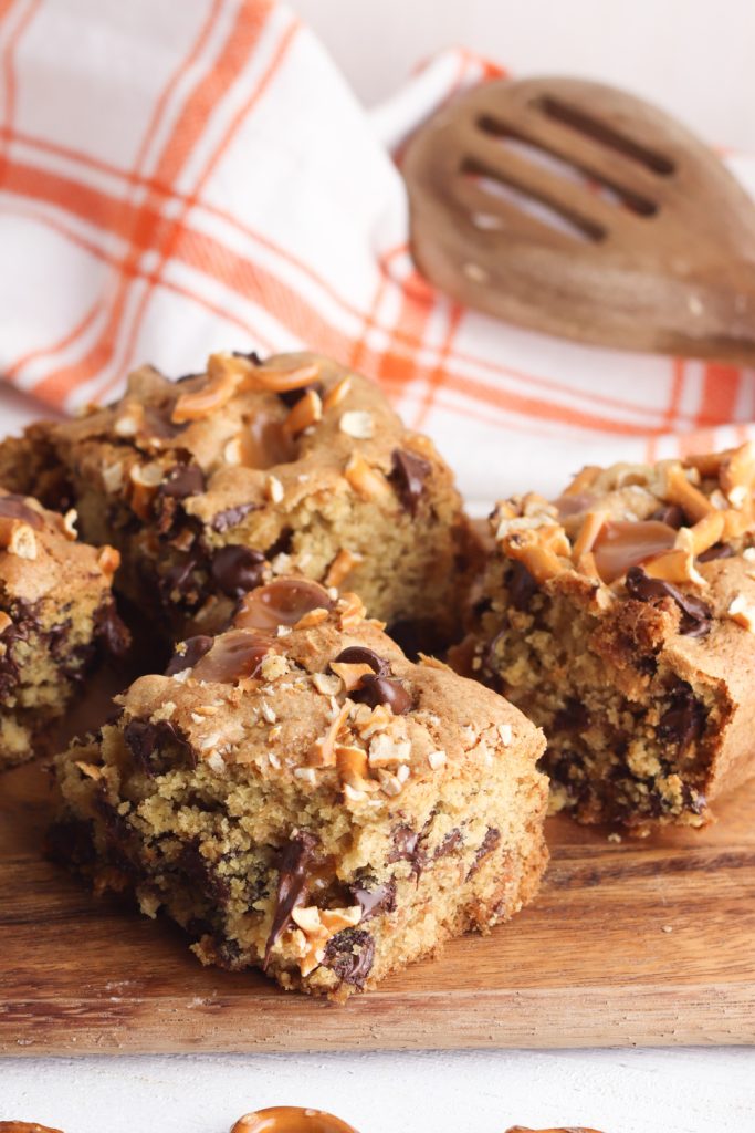 Kitchen Sink Cookie Bars on a cutting board