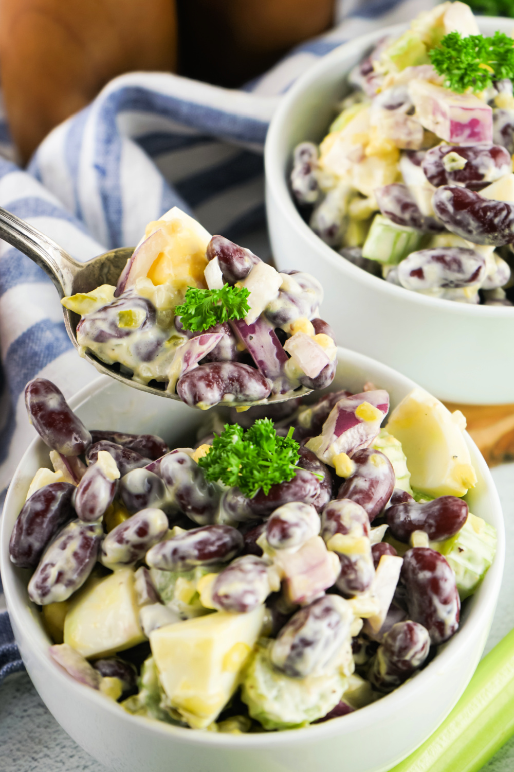 kidney bean salad in bowls